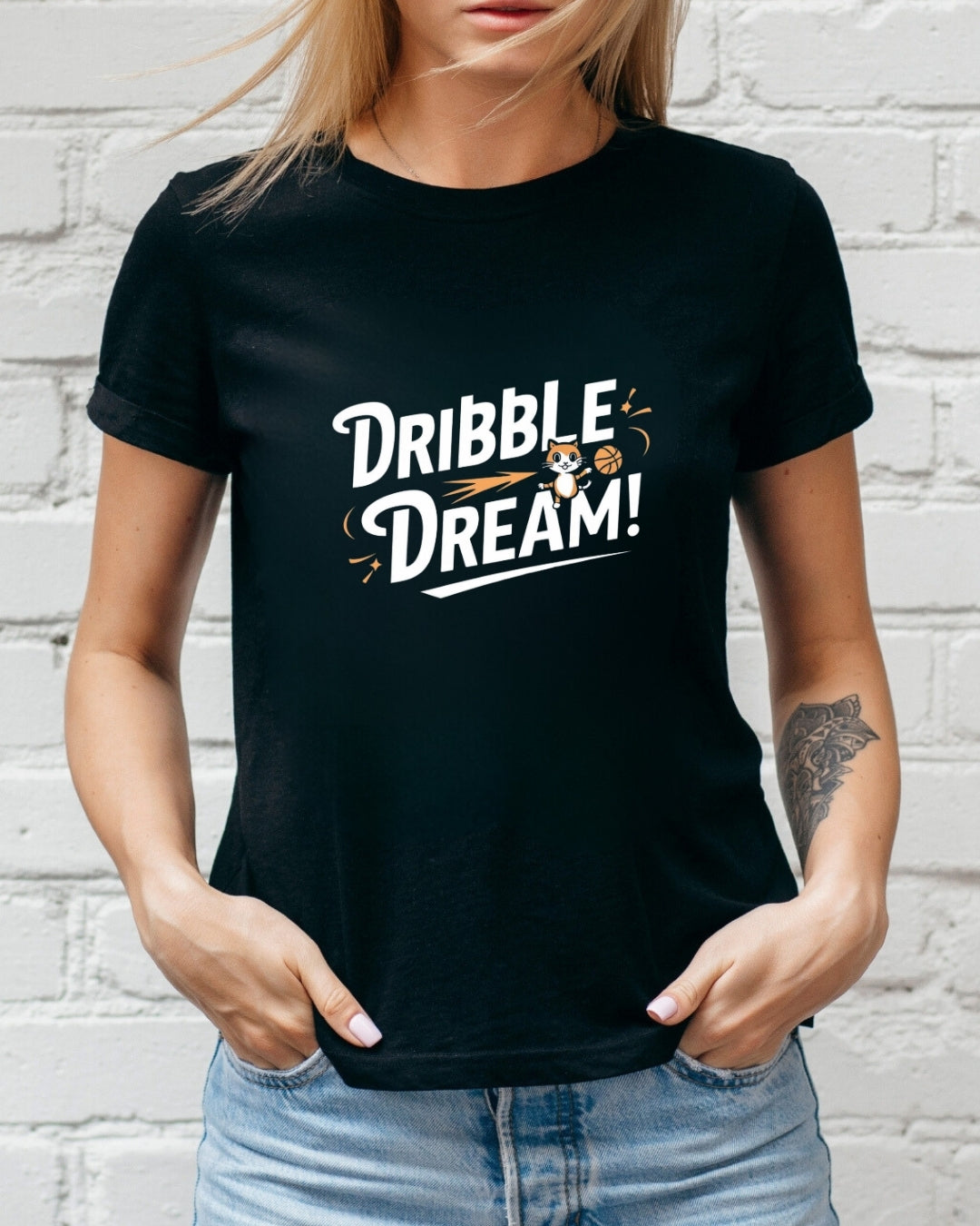 Dribble Dream Playing Basketball Cotton T-Shirt