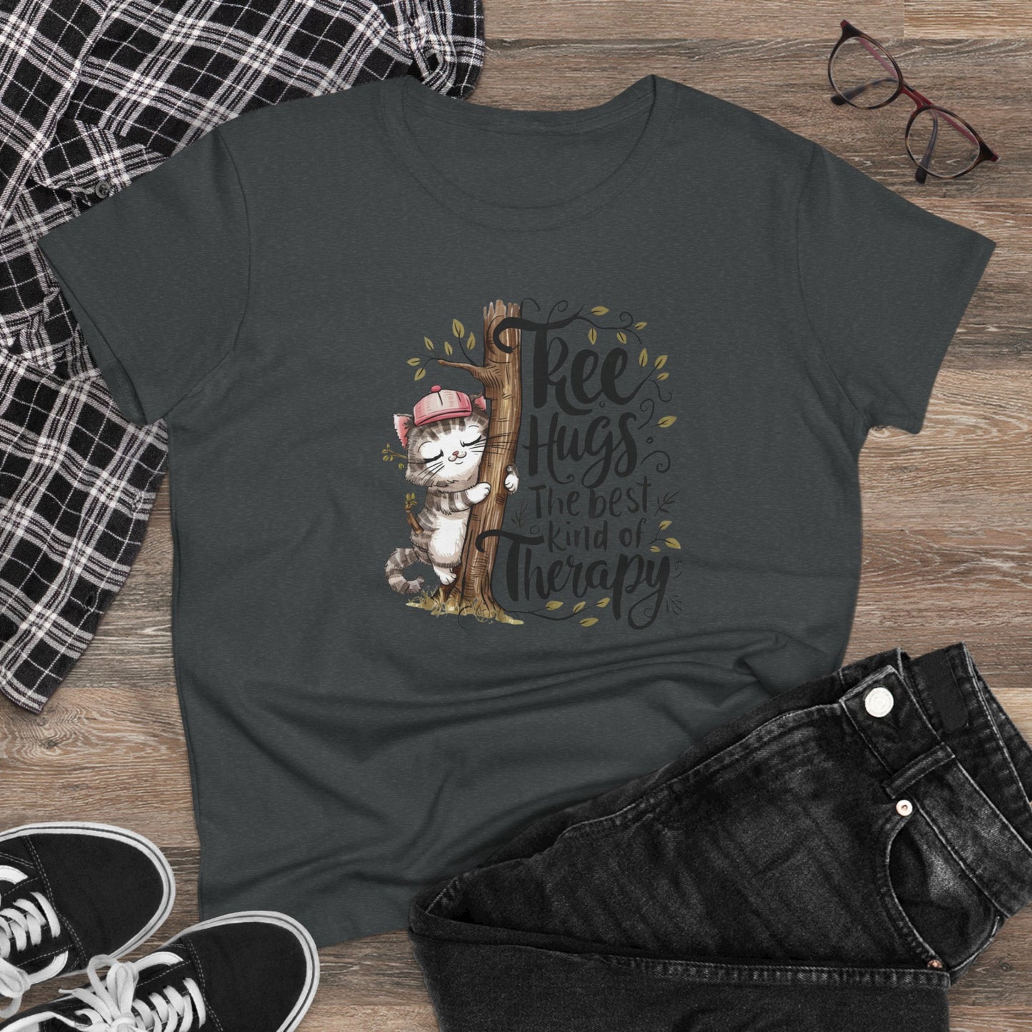 Tree Hugs Best Kind of Therapy Women Cotton Tshirt