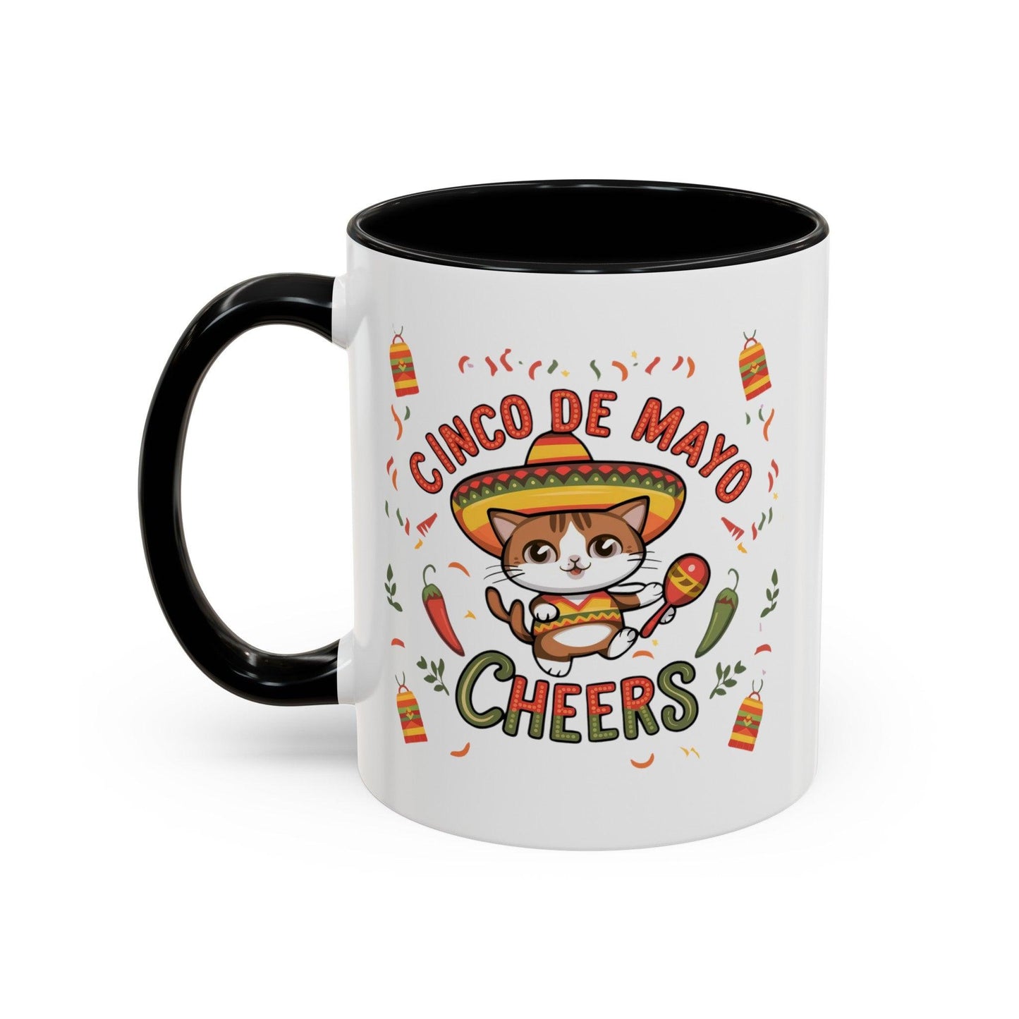 Billien Fiesta Feline Printify 11 oz 11oz accent mug Coffee Mugs Holiday Picks Home & Living Kitchen Mugs Spring Essentials two tone White base