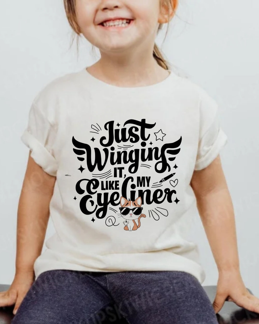 Just Winging it Like My Eyeliner kid Cotton T-Shirt