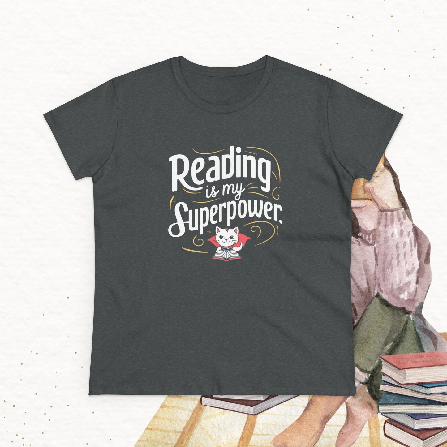Reading Is My Superpower Women Cotton Tshirt