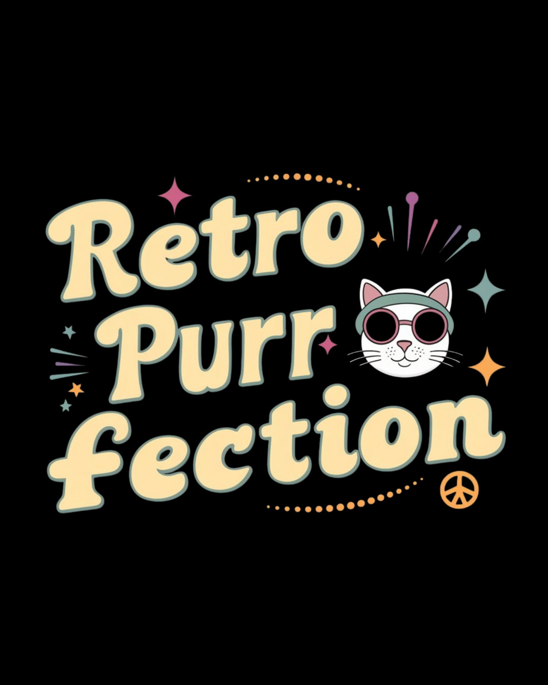 Retro Purr Fection Cotton T-Shirt