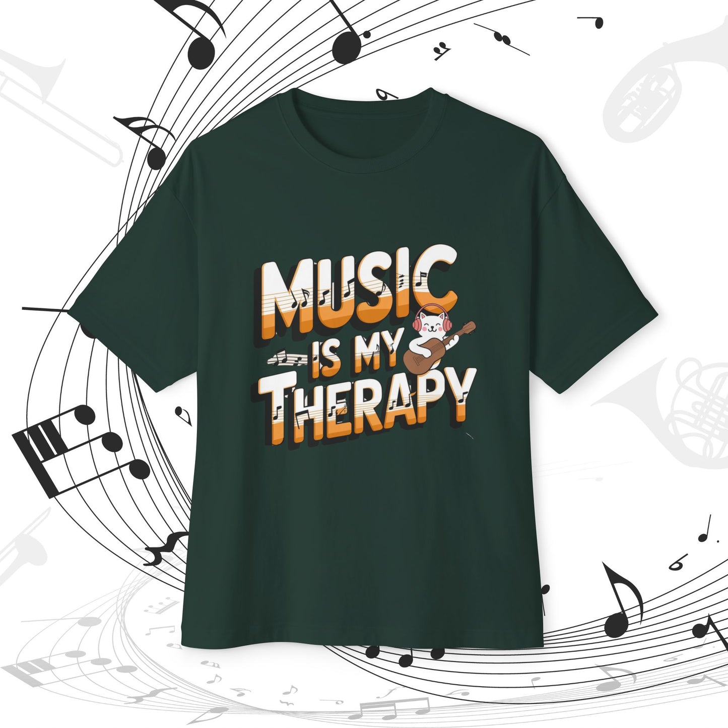 Music Is My Therapy Music Idiom Unisex Oversized Boxy Tee
