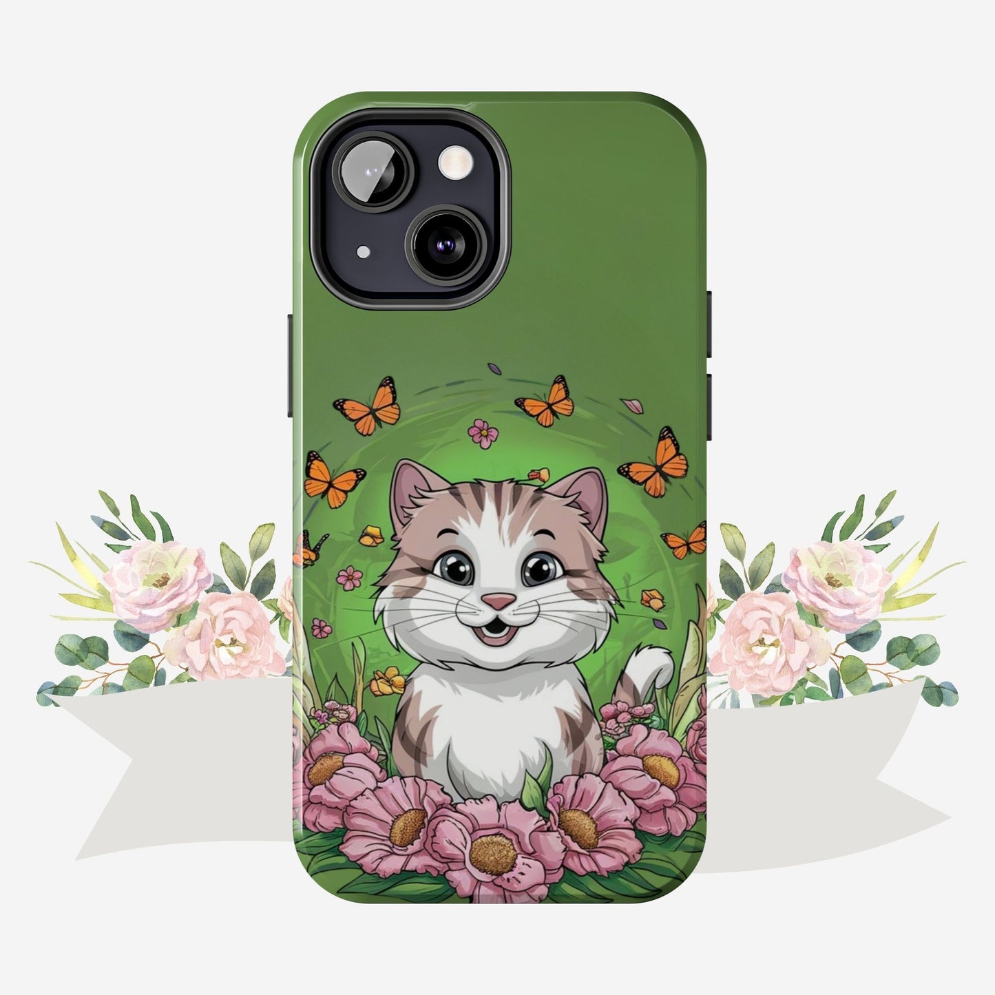 Green Mewsic Wireless Charging Support Tough Case