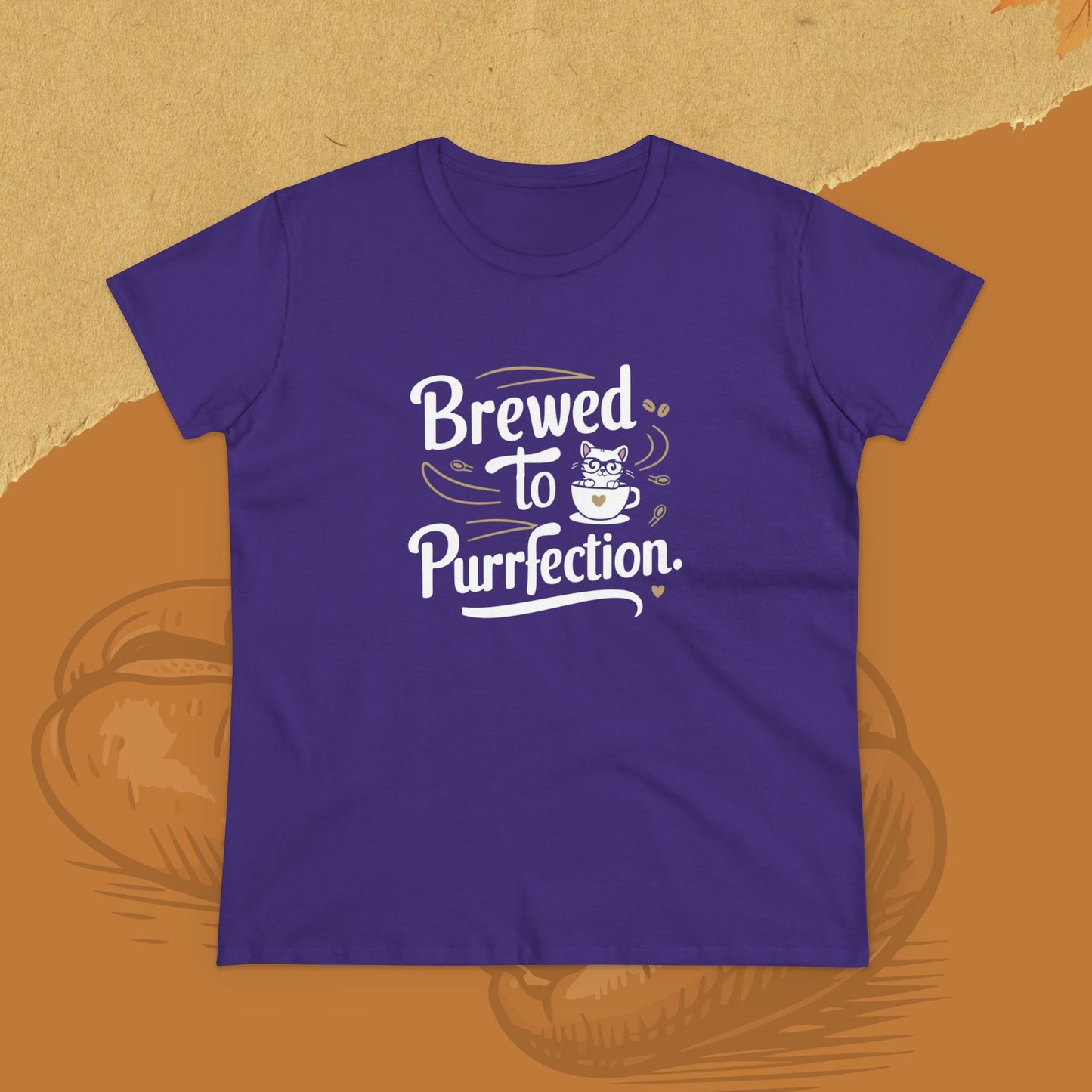 Brewed To Purrfection Coffee Lover Women T-Shirt
