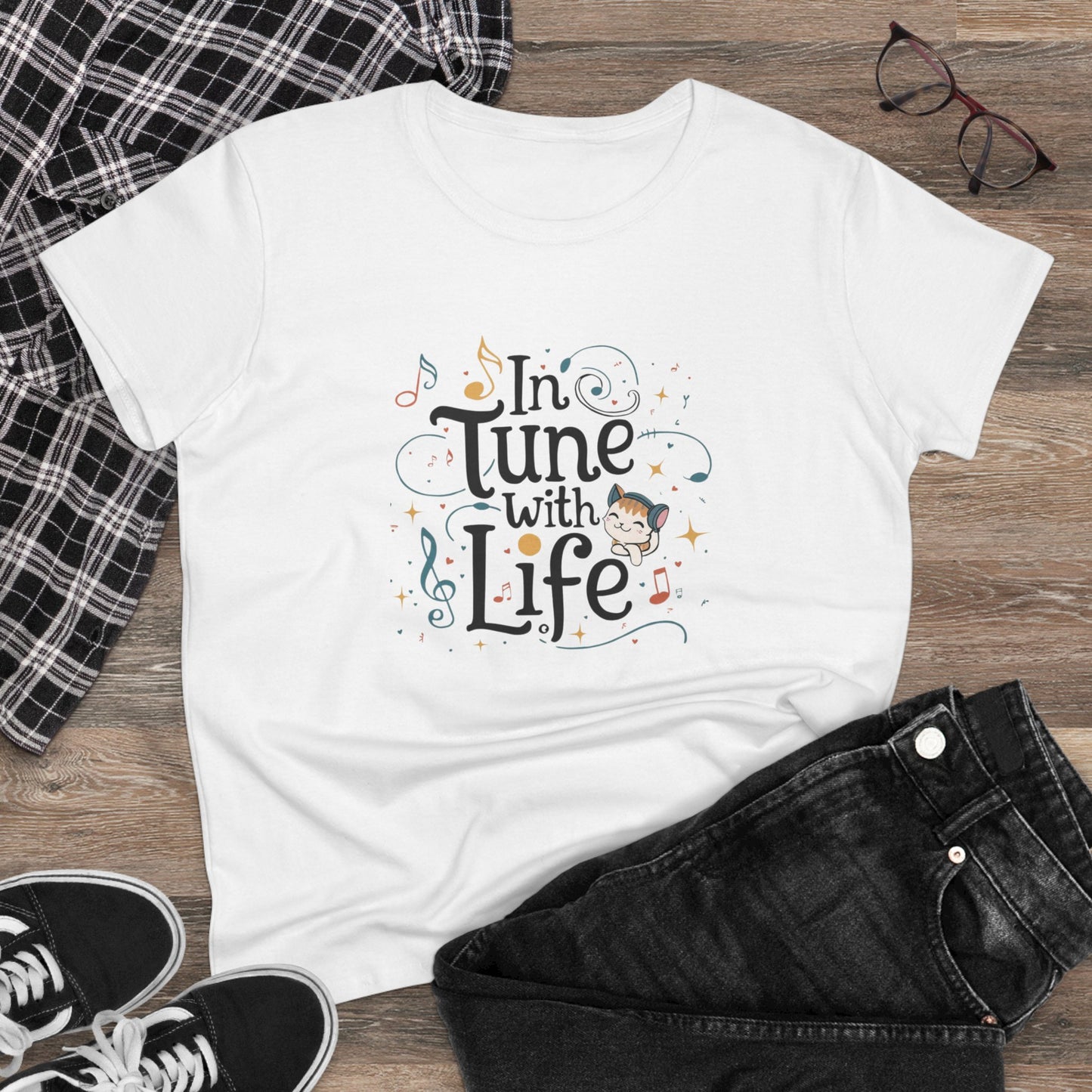 In Tune With Life Women Cotton Tshirt