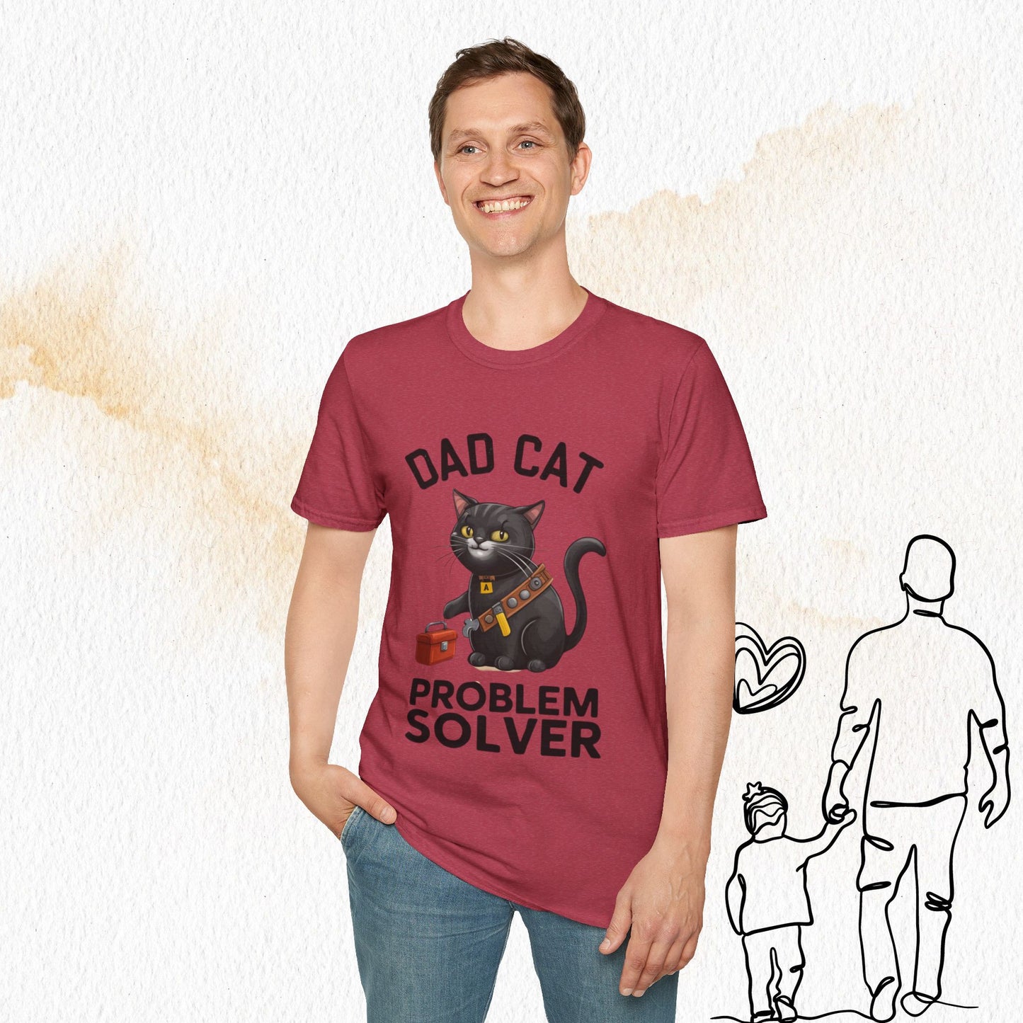 Dad Cat Problem Solver Cotton Men Tshirt