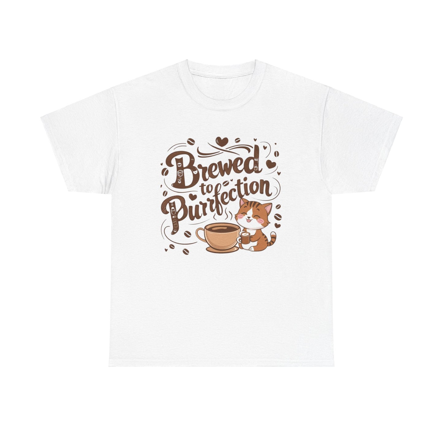 Brewed To Purrfection Coffee Cotton T-Shirt