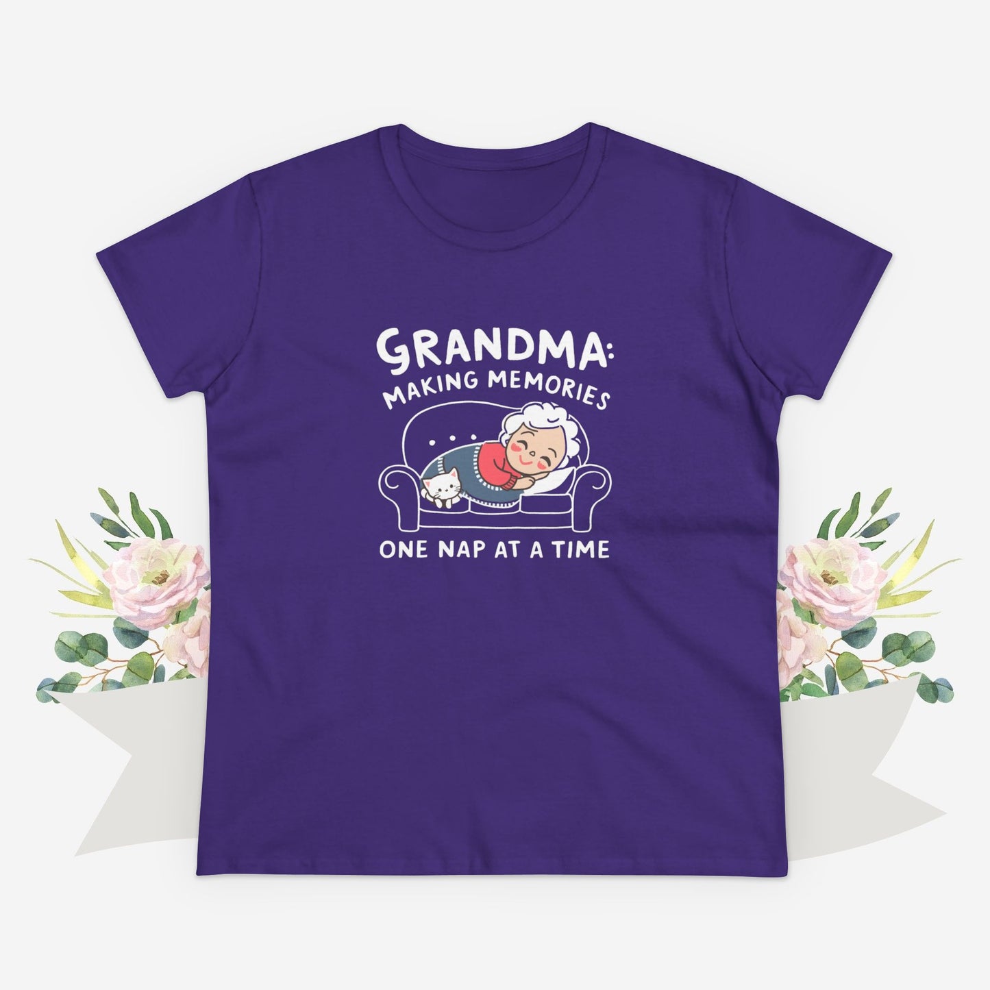 Grandma Making Memory One Nap A Time Women Cotton Tshirt
