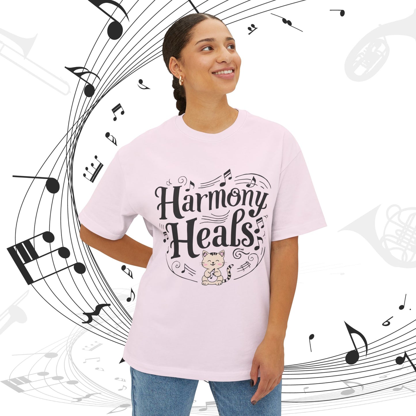 Harmony Heal Unisex Musiclover Oversized Boxy Tshirt