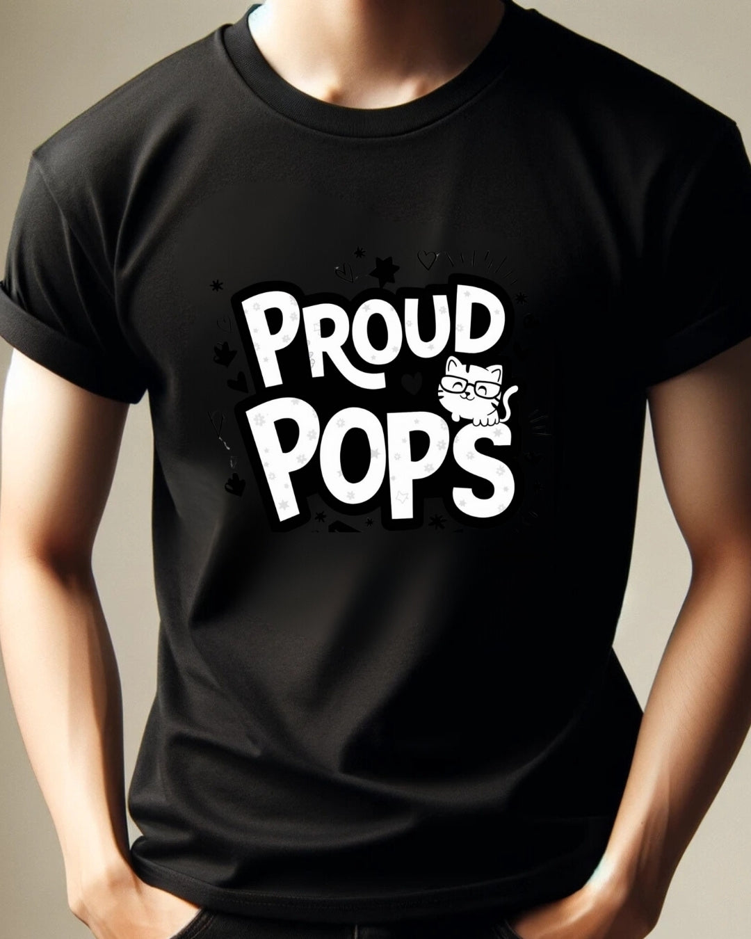Dad Cat Proud Pops Cotton T-Shirts