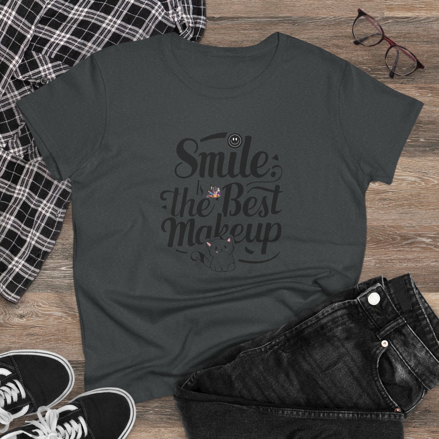 Smile Is The Best Makeup Women Cotton Tshirt