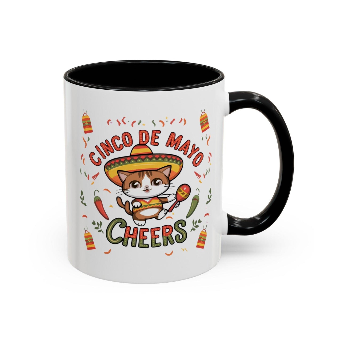 Billien Fiesta Feline Printify 11 oz 11oz accent mug Coffee Mugs Holiday Picks Home & Living Kitchen Mugs Spring Essentials two tone White base