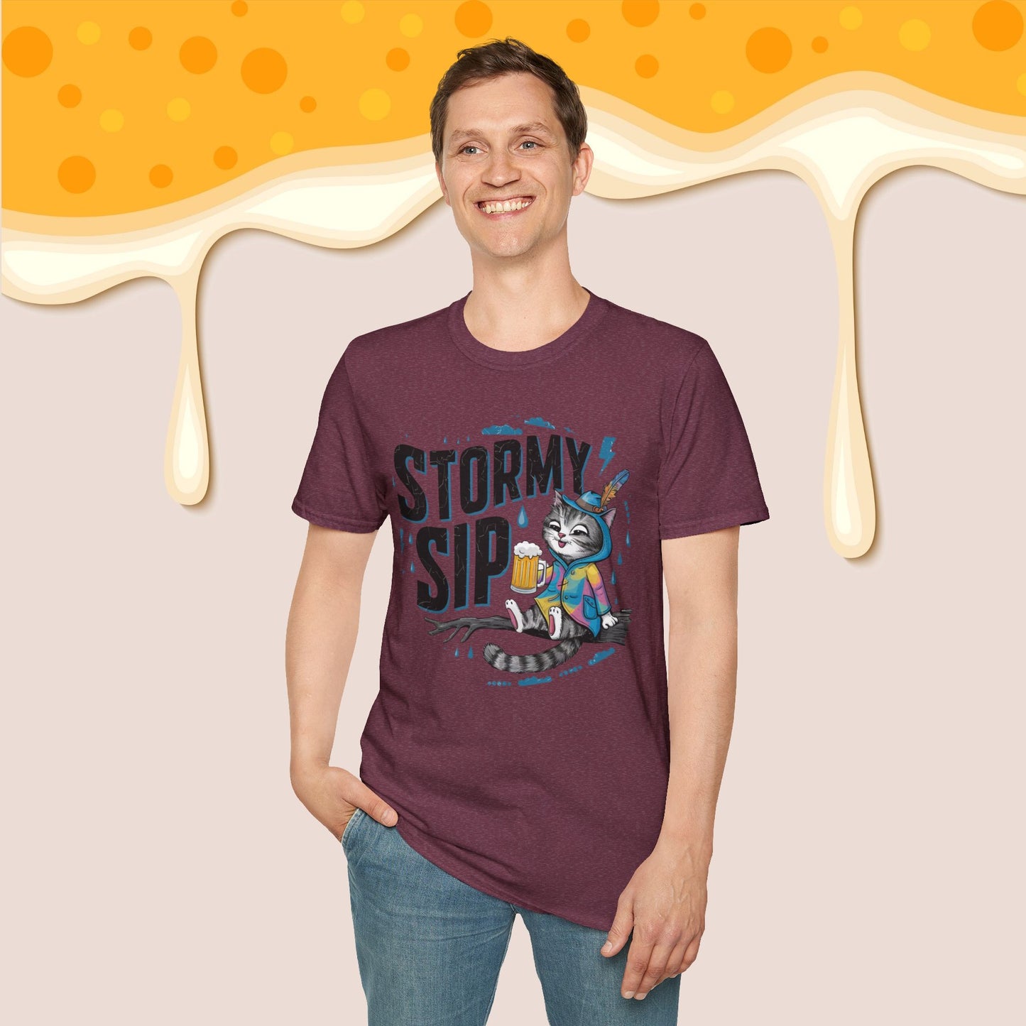 Stormy Sip Cotton Men Tshirt