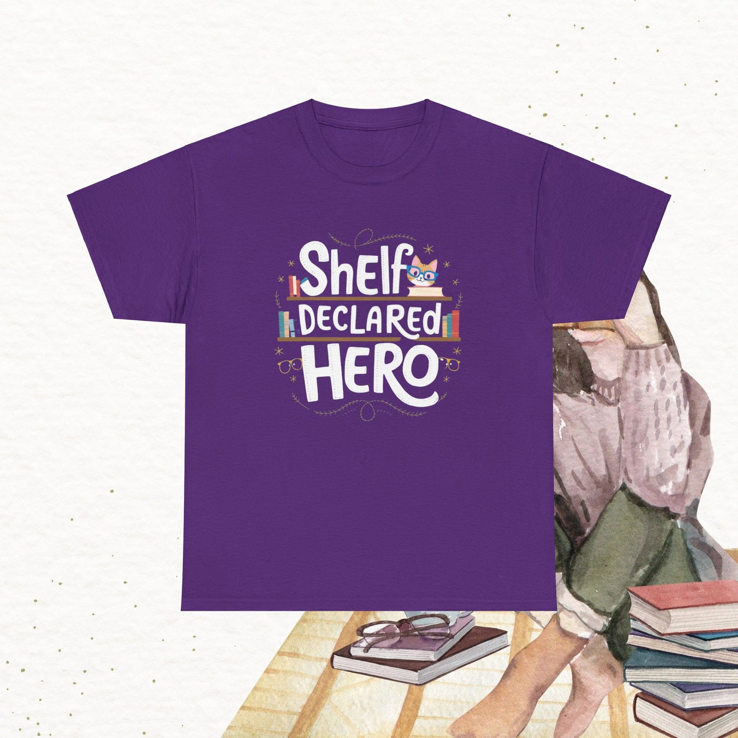 Book Lovers Shelf Declared Hero Cotton T-Shirt