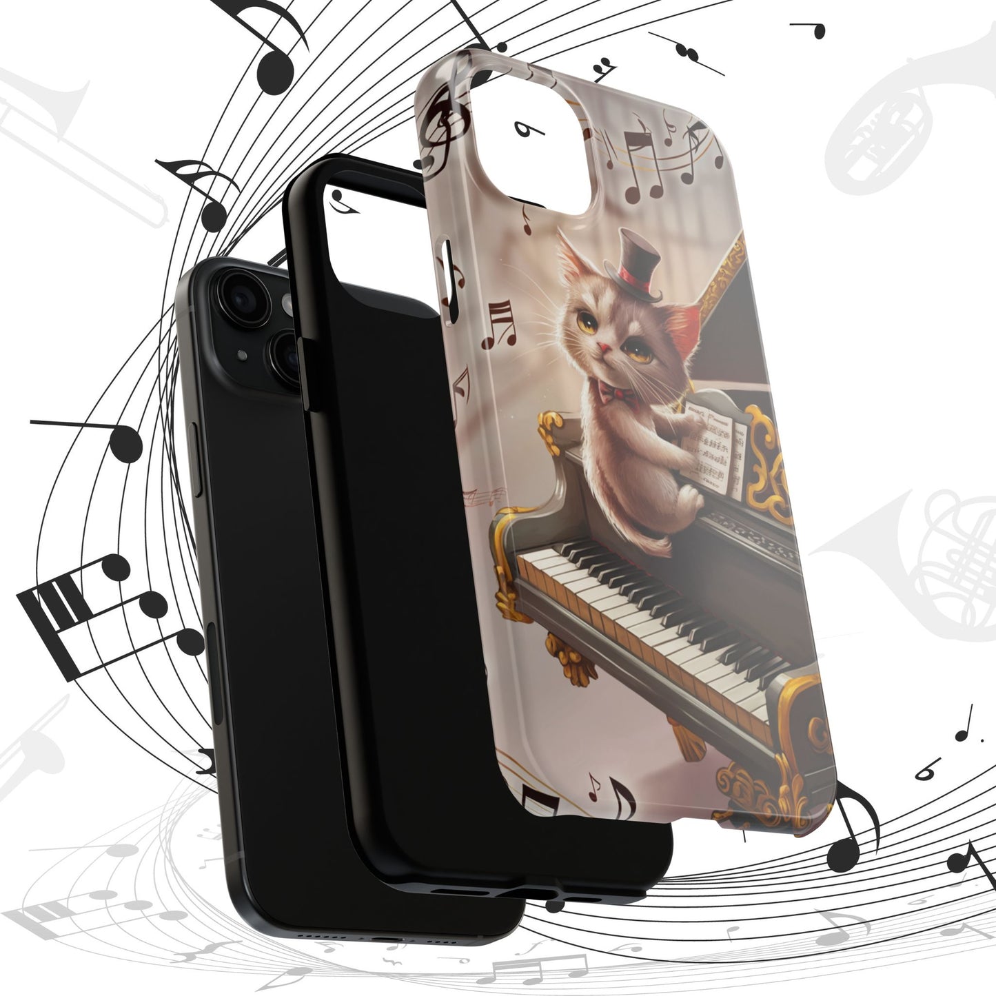 Meowsic Shield Wireless Charging Support Tough Case