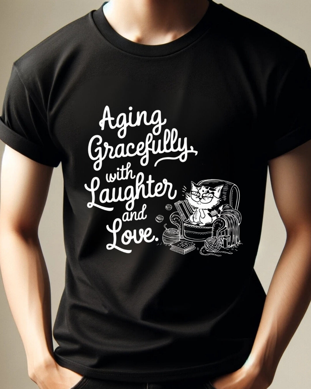 Aging Graceful Laughter & Loves Grandma Cotton T-Shirt