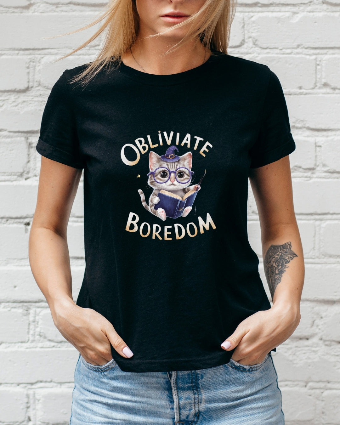 Oblivate Boredom Booklover Cotton T-Shirt