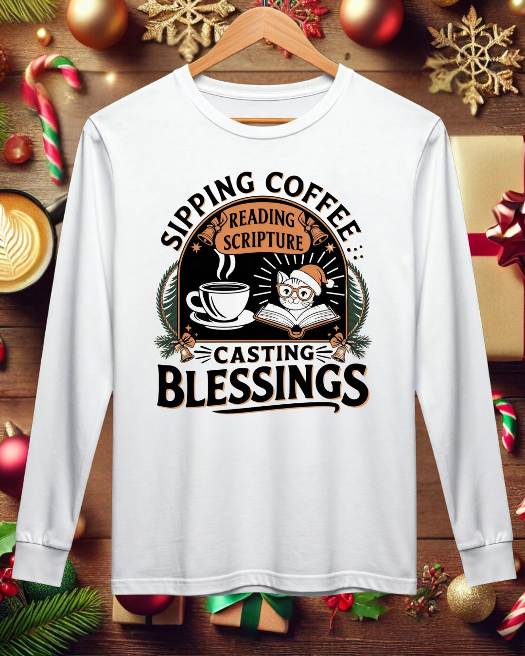 Graceful Sipping Cotton Long Sleeve Tshirt
