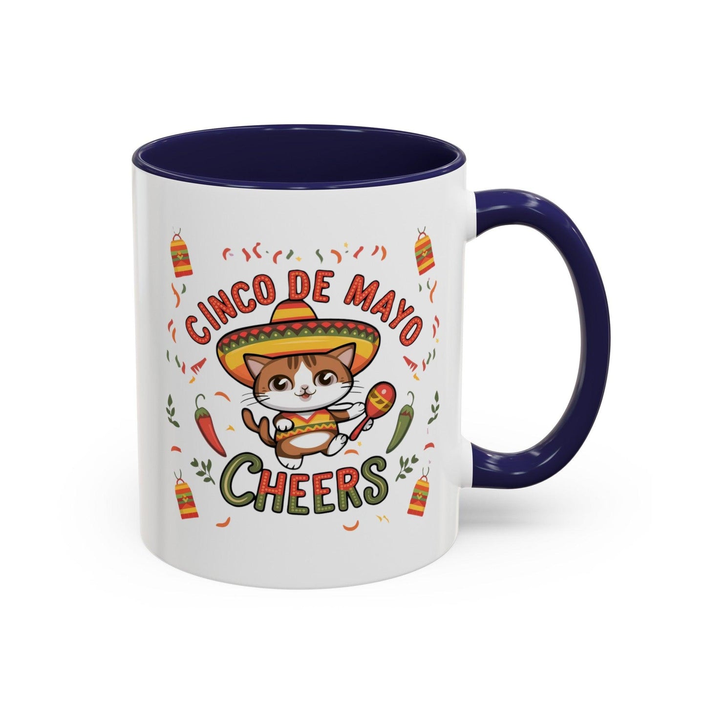 Billien Fiesta Feline Printify 11 oz 11oz accent mug Coffee Mugs Holiday Picks Home & Living Kitchen Mugs Spring Essentials two tone White base