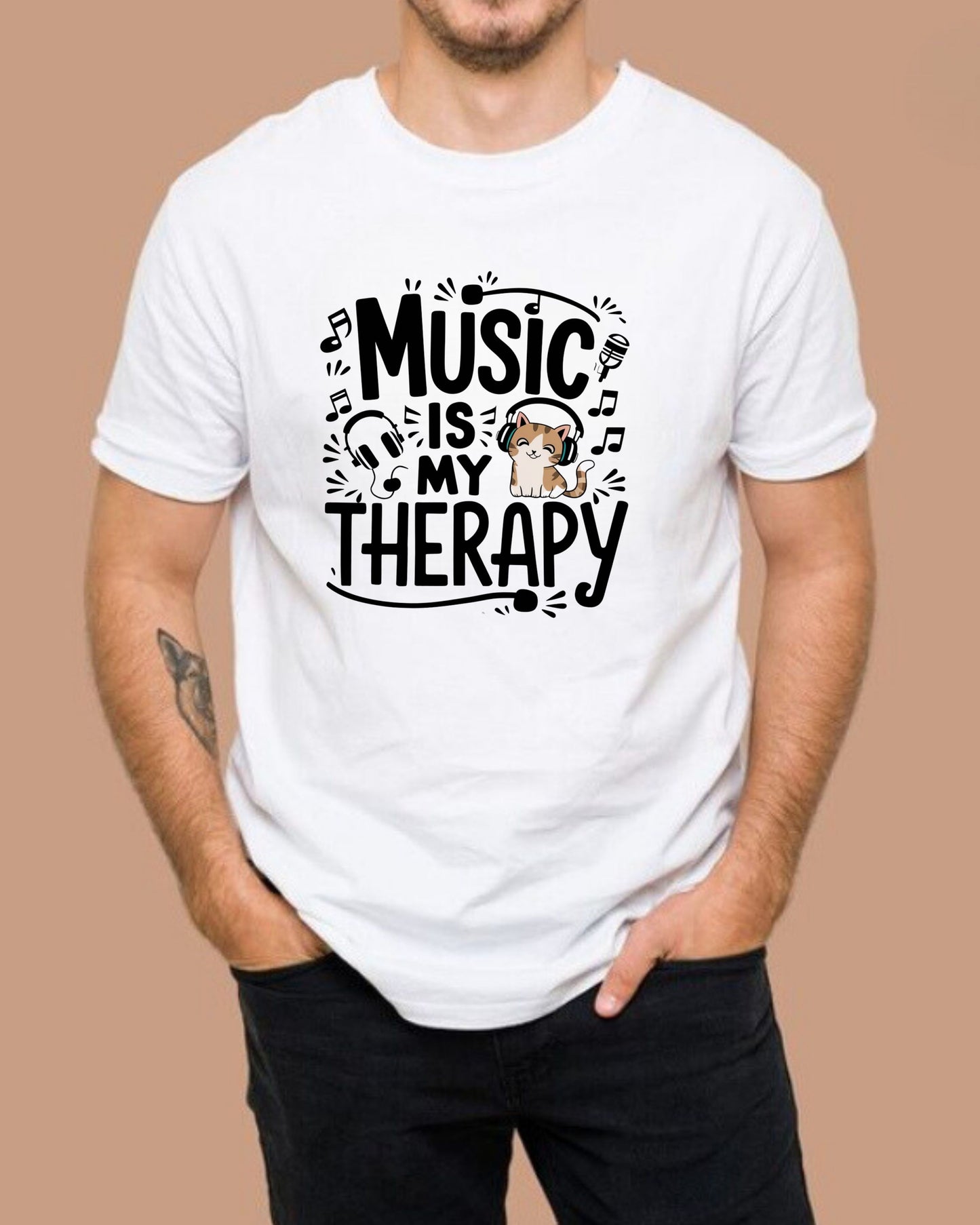 Music Is My Therapy Cotton Tshirt