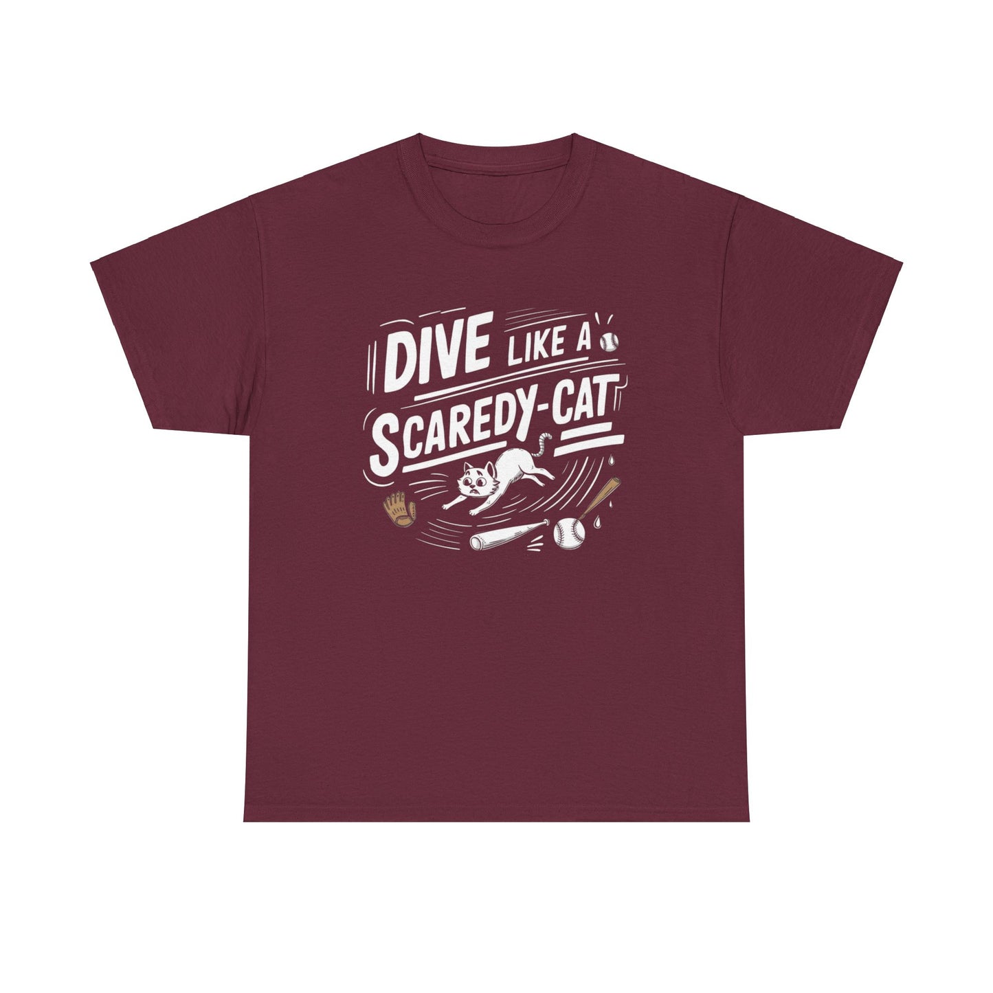 Dive Like Scaredy Cat Baseball Cotton Tee