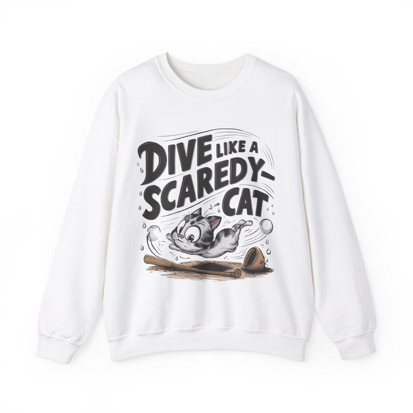 Dive Like Scaredy Cat Heavy Unisex Cotton Crewneck Sweatshirt