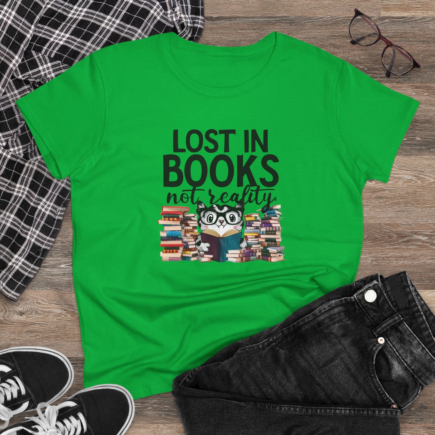 Lost In Book Not Reality Women Cotton Tshirt