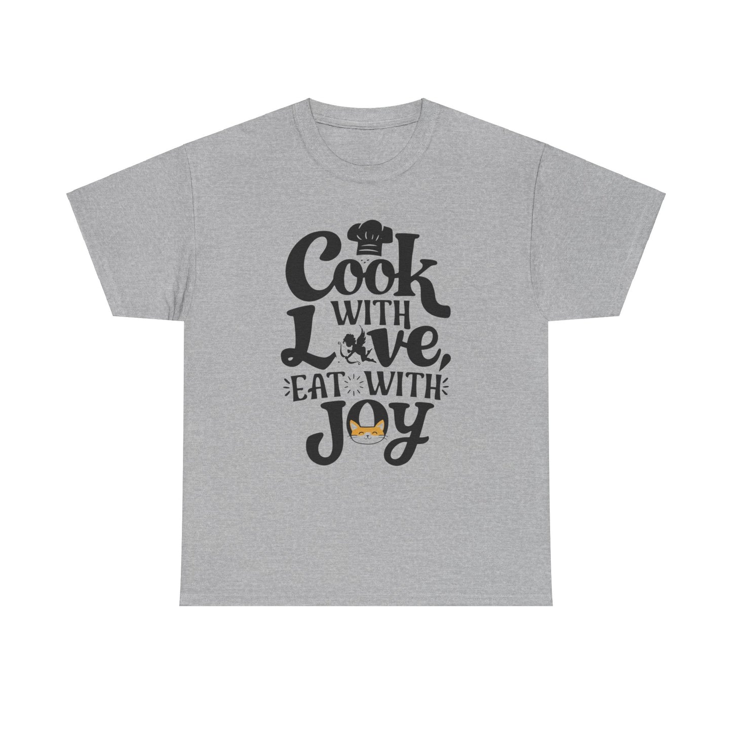 Cook With Love Eat With Joy Unisex Cotton T-Shirts