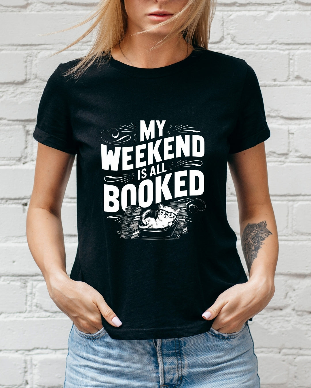 Book Lovers My Weekend Is All Booked Cotton Tshirt