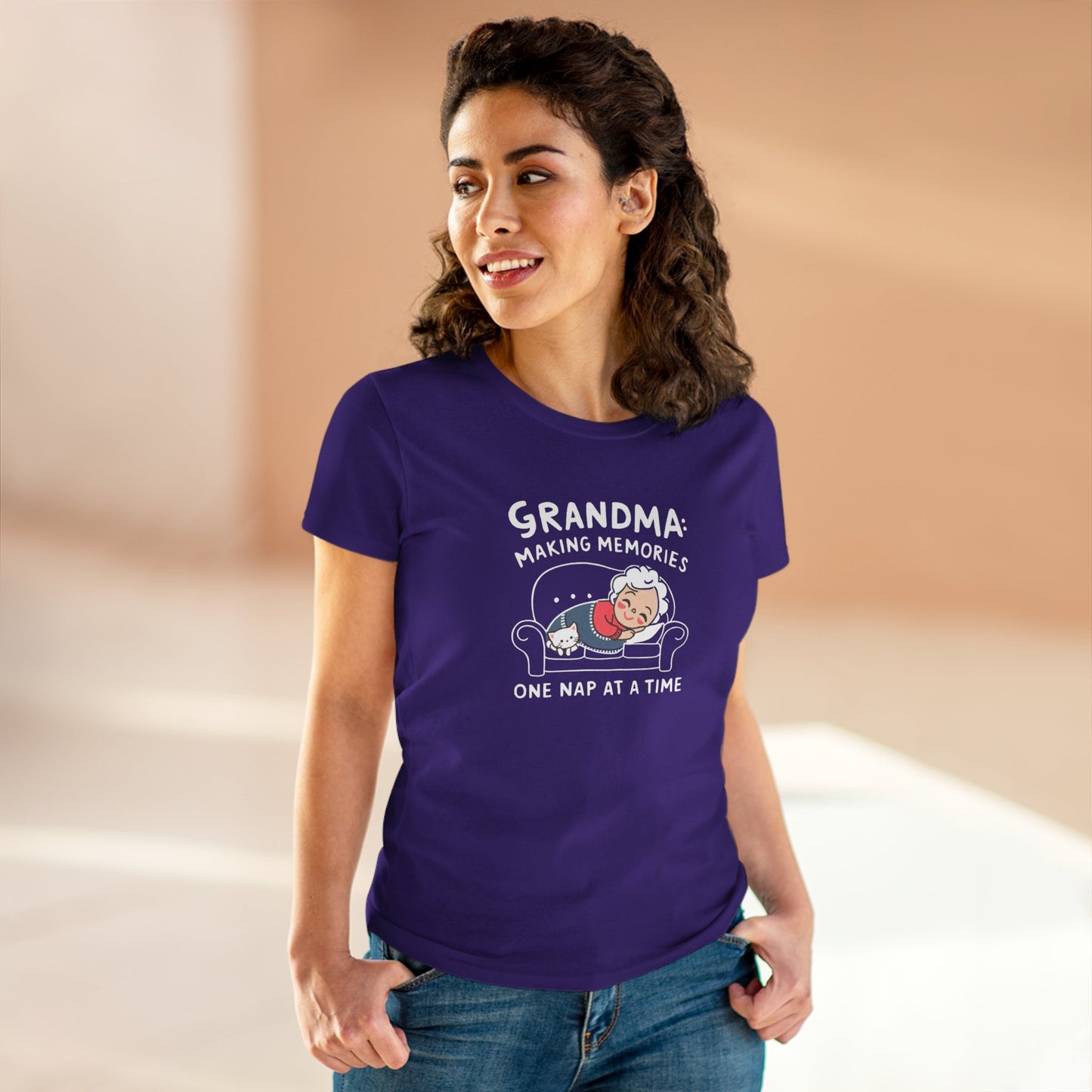Grandma Making Memory One Nap A Time Women Cotton Tshirt