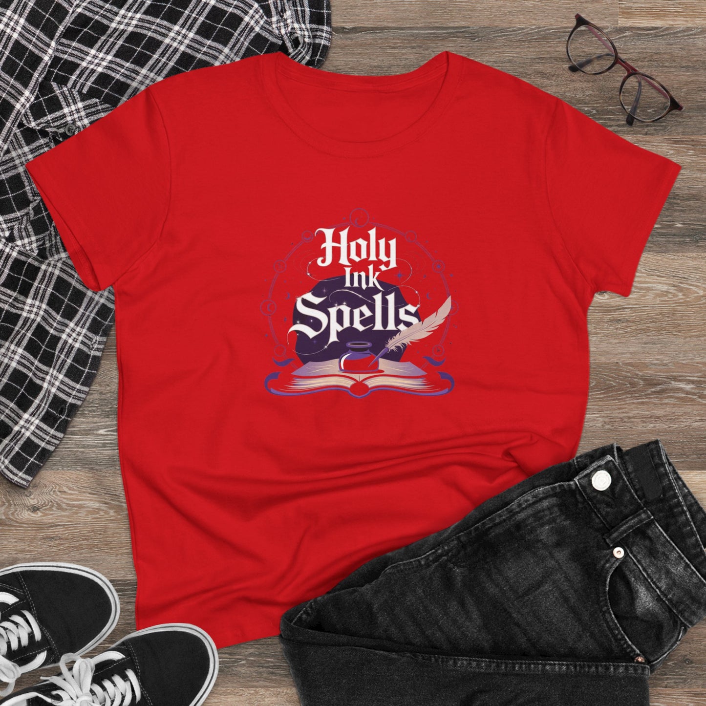 Holy Ink Spells Women Cotton Tshirt
