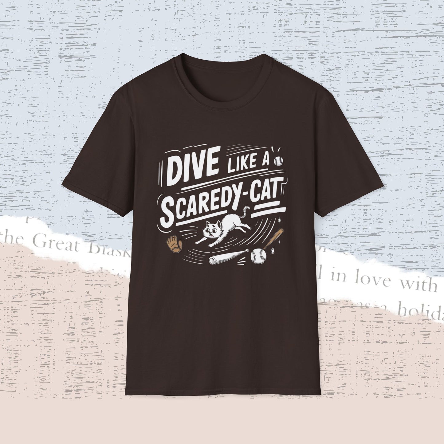 Dive Like Scaredy Cat Cotton Crew Neck Men Tshirt