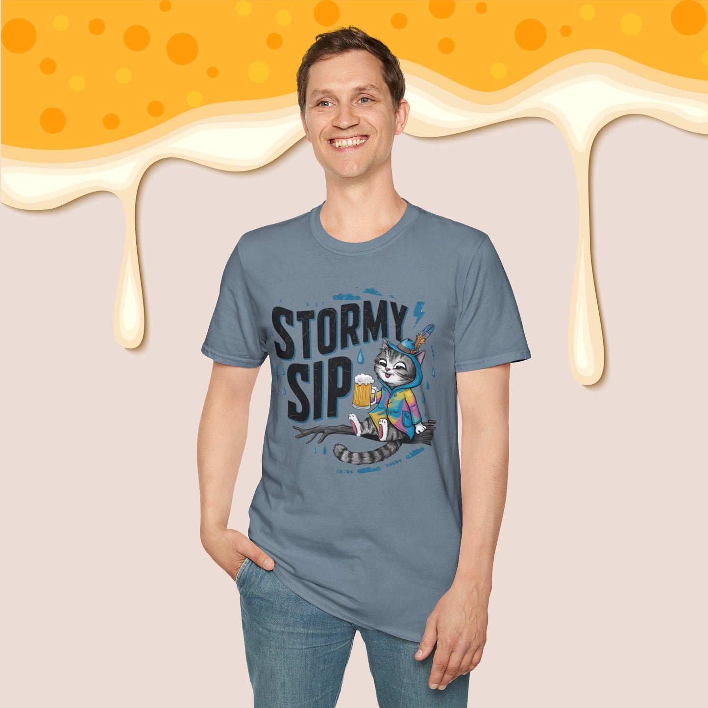 Stormy Sip Cotton Men Tshirt