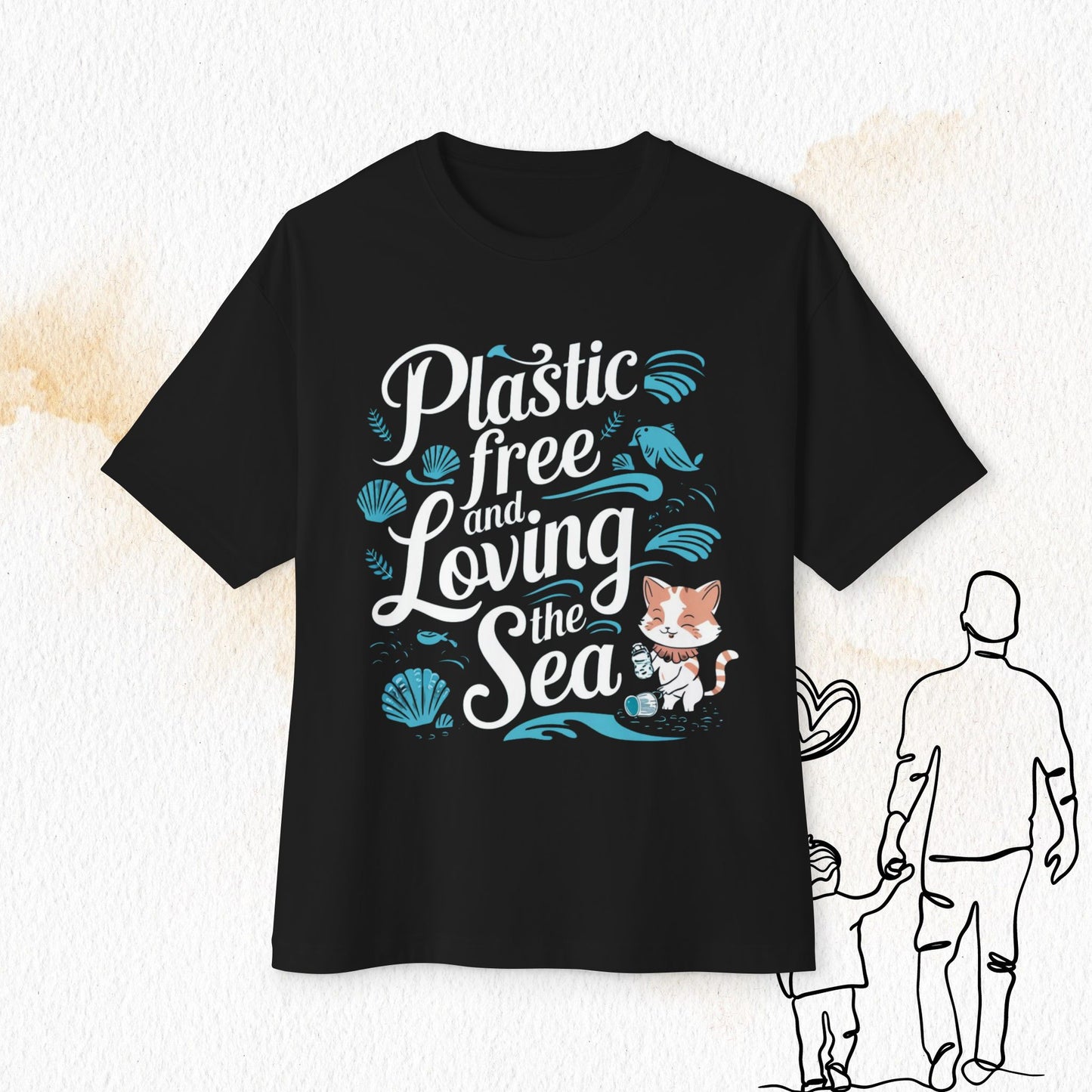 Plastic Free Loving Ocean Unisex Oversized Boxy Tshirts