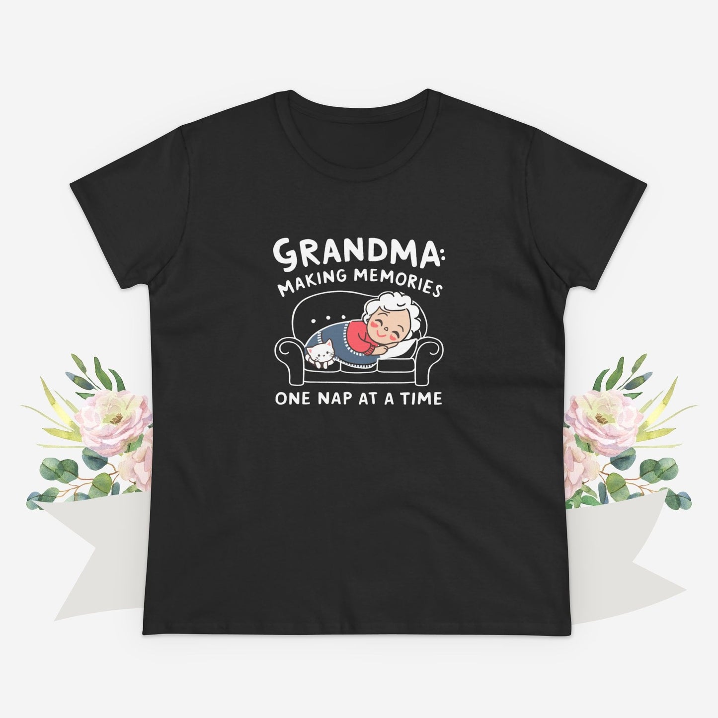 Grandma Making Memory One Nap A Time Women Cotton Tshirt