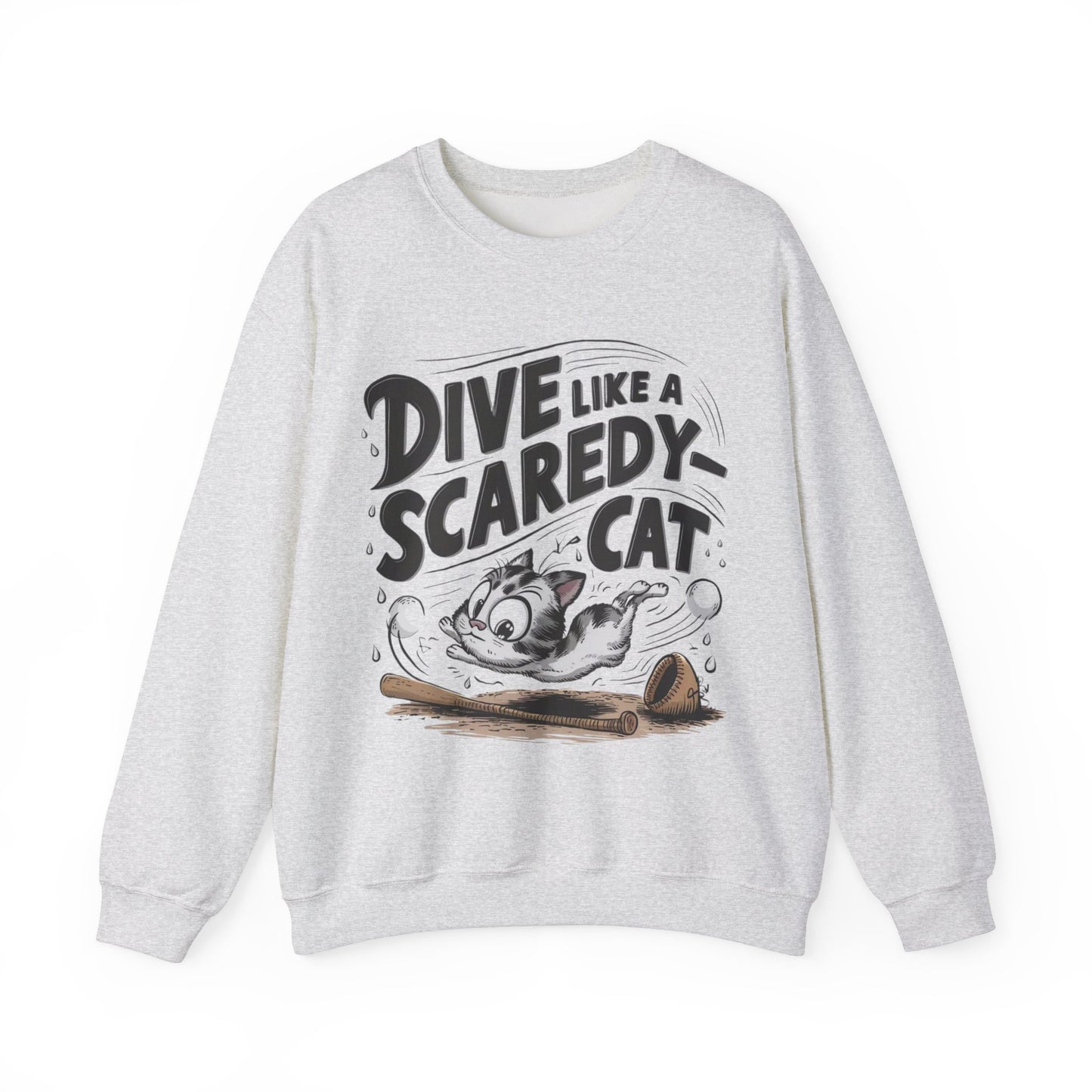 Dive Like Scaredy Cat Heavy Unisex Cotton Crewneck Sweatshirt