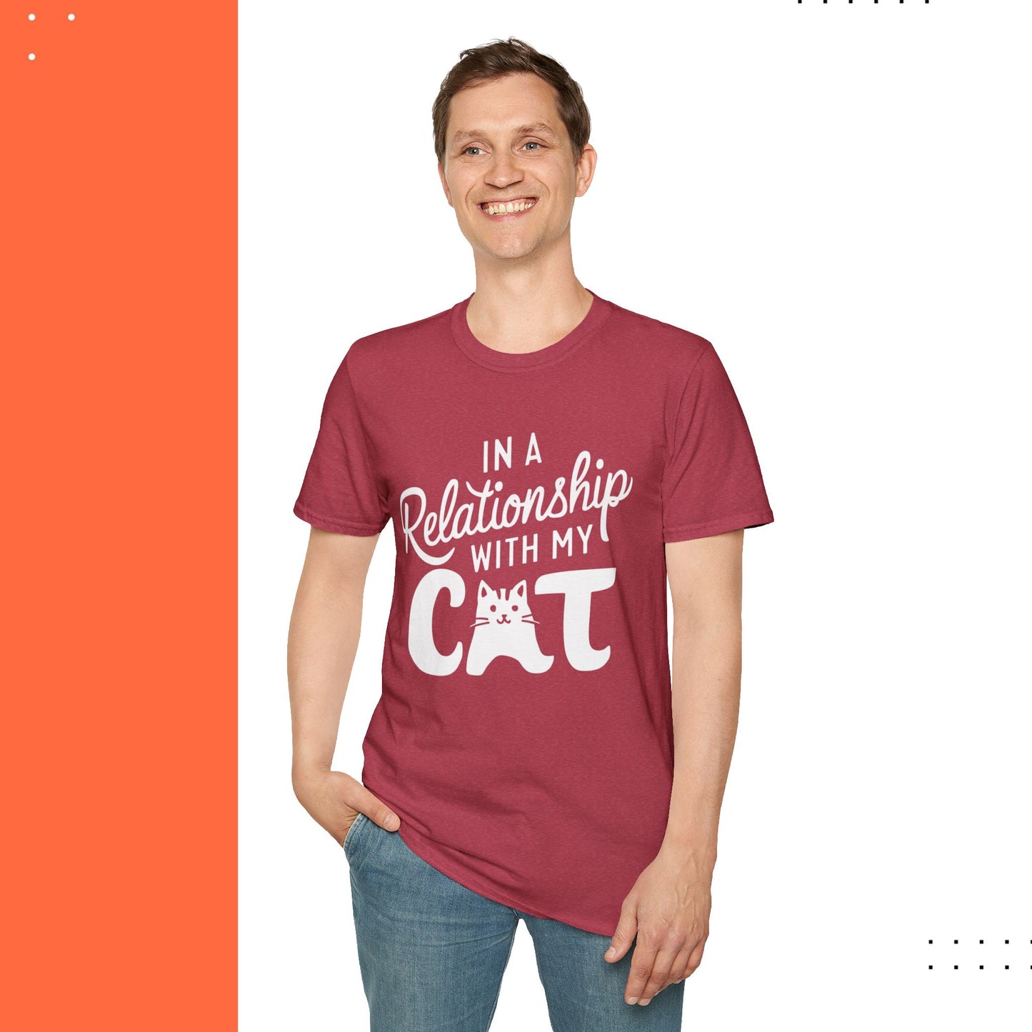 In A Relationship With Cat Cotton Men Tshirt