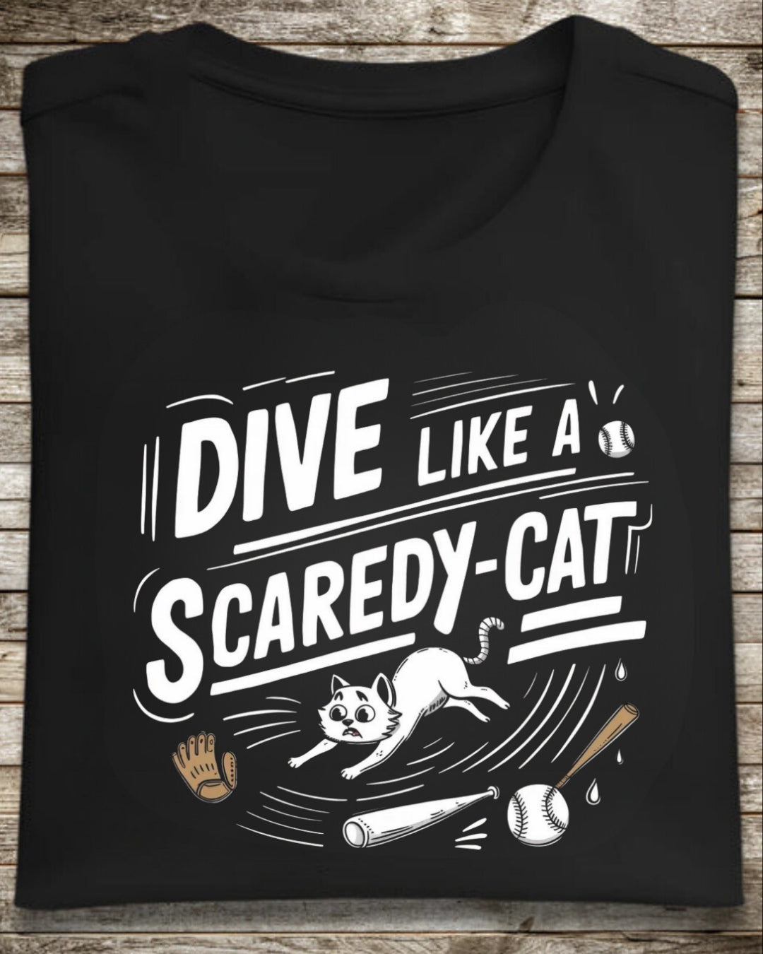 Dive Like Scaredy Cat Baseball Cotton Tee