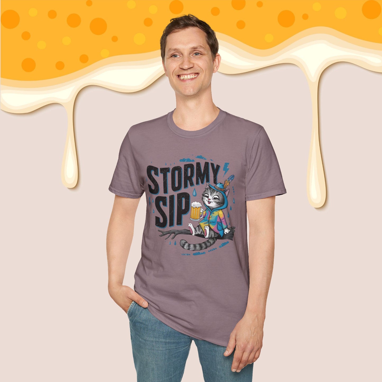 Stormy Sip Cotton Men Tshirt