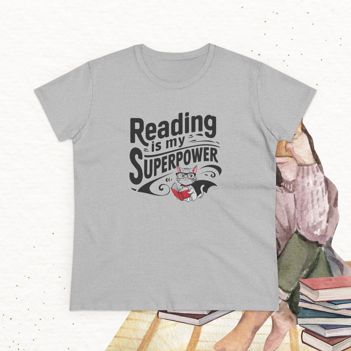 Reading Is My Superpower Book Lovers Women Cotton T-Shirt