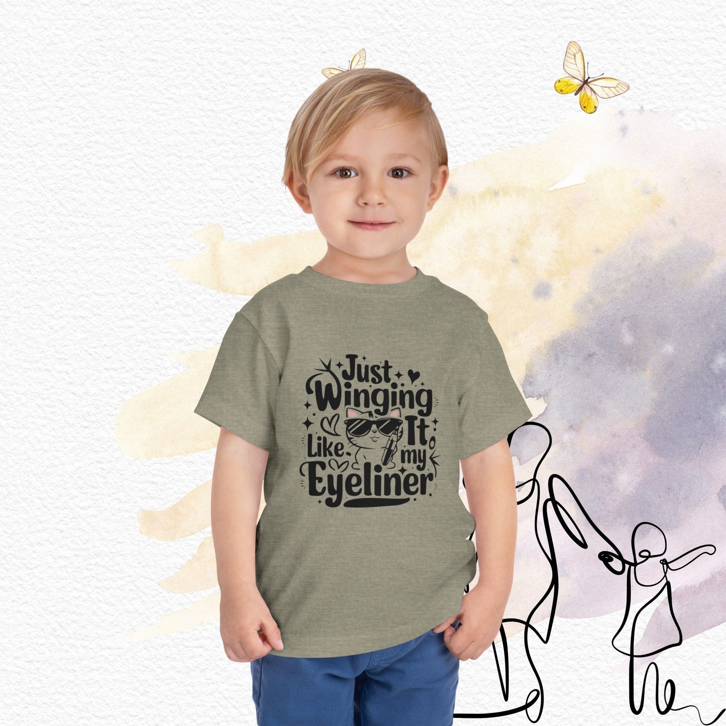 Just Winging it Like My Eyeliner Toddler Cotton T-Shirts