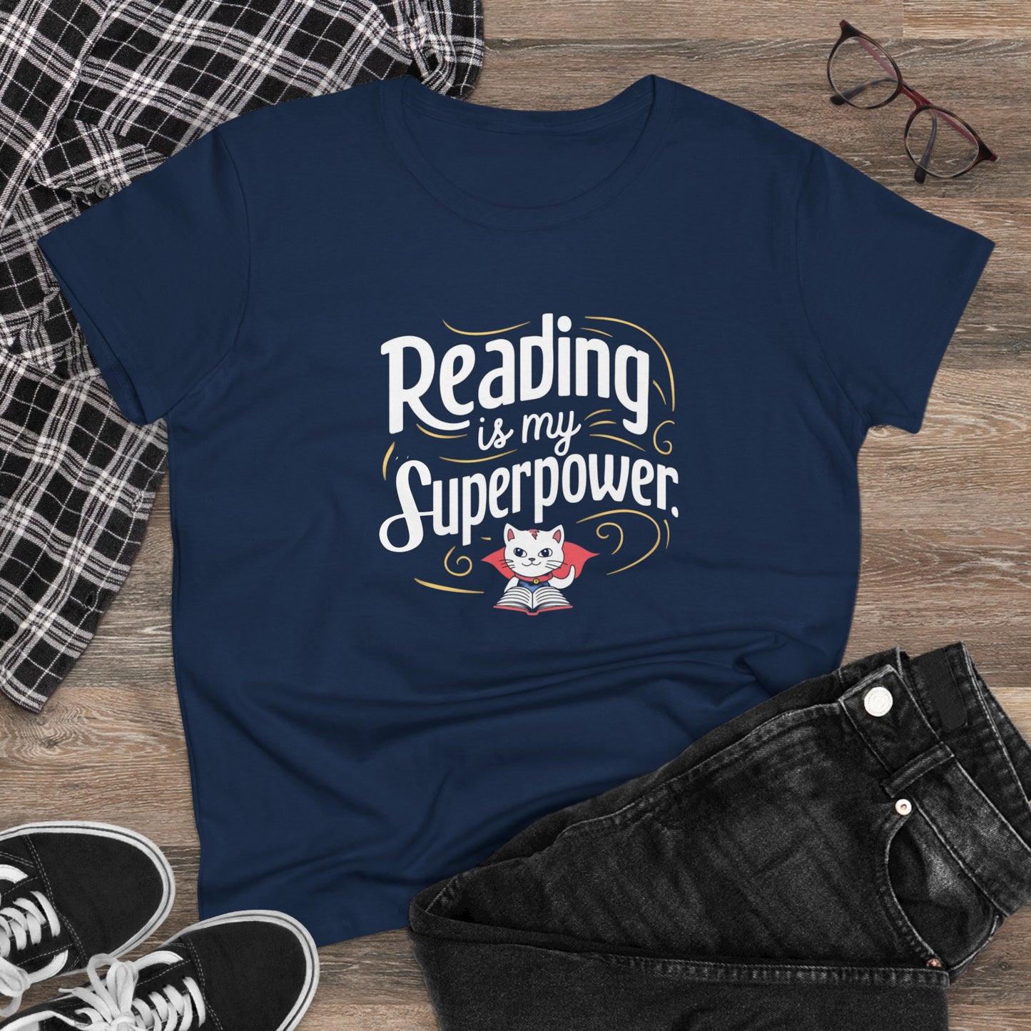 Reading Is My Superpower Women Cotton Tshirt