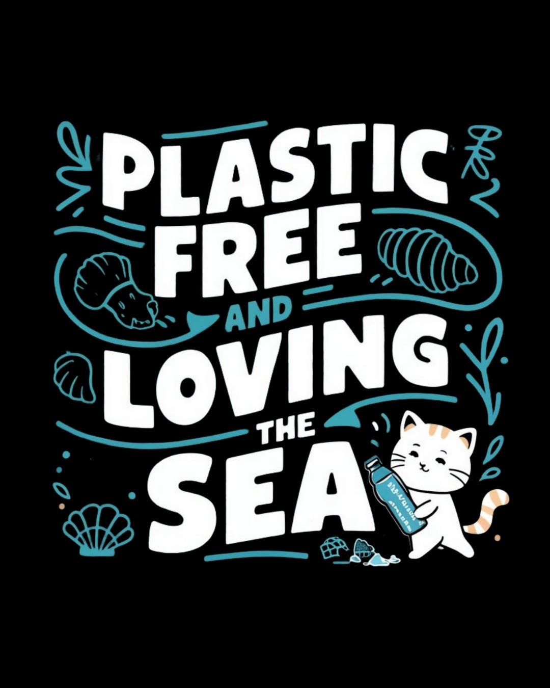 Plastic Free & Loving Sea Environmental Cotton T-Shirt