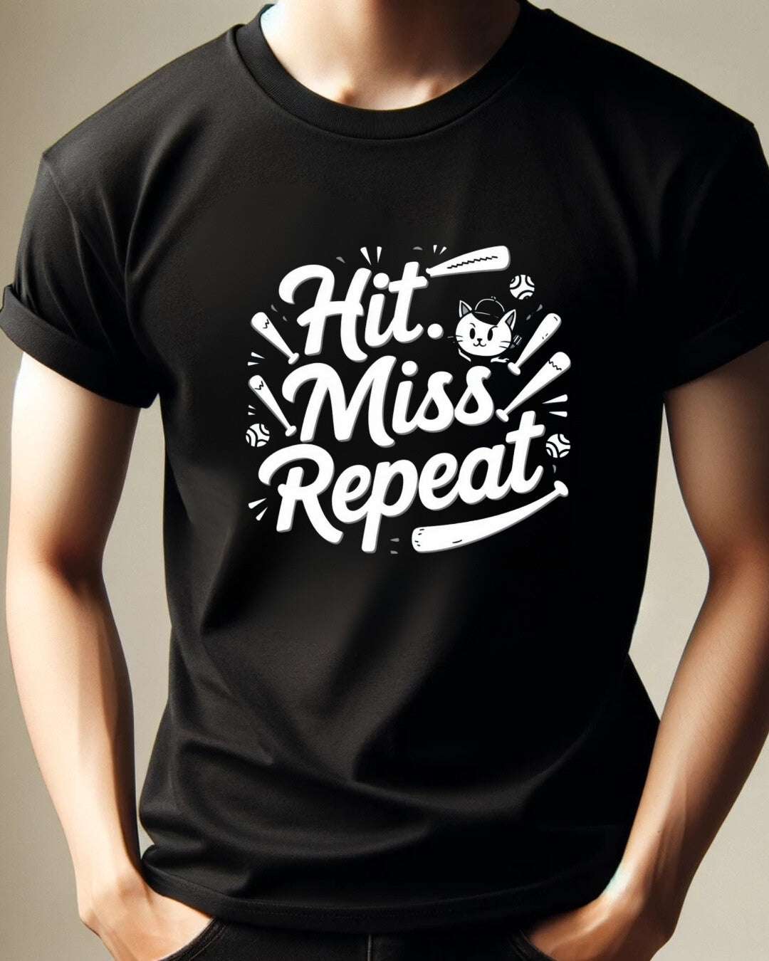 Hit Miss Repeats Baseball Crew Neck Tee