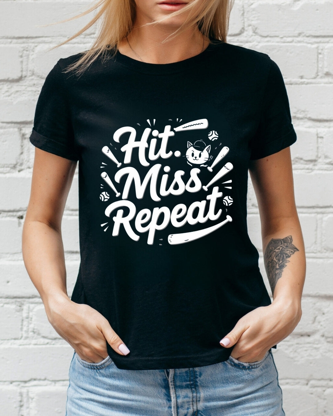 Hit Miss Repeats Baseball Crew Neck Tee