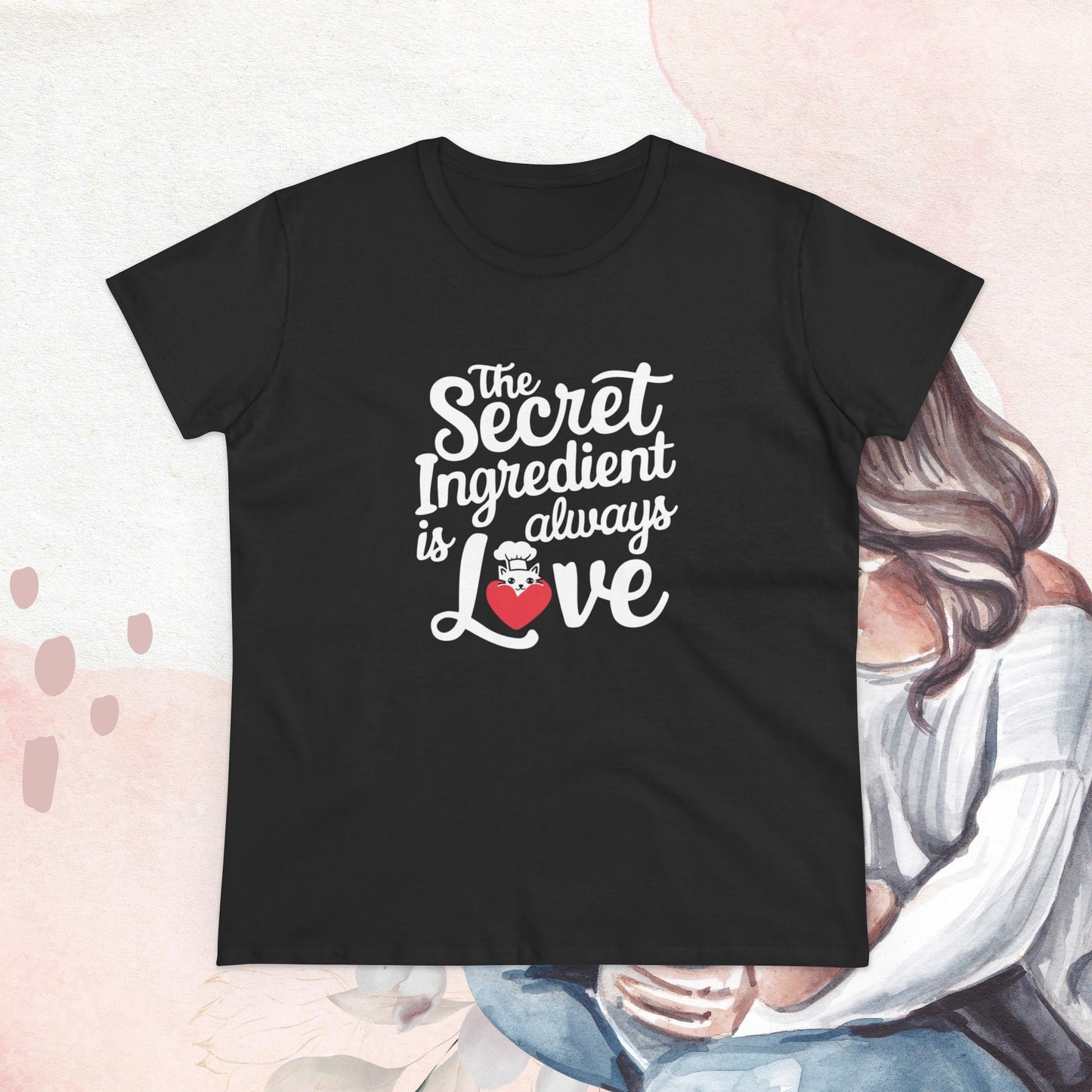 Secret Ingredient Is Love Women Cotton Tshirt
