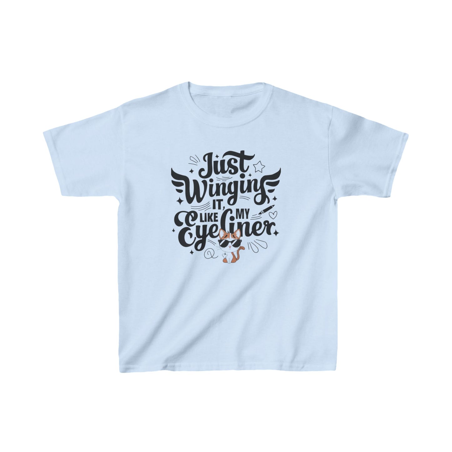 Just Winging it Like My Eyeliner kid Cotton T-Shirt