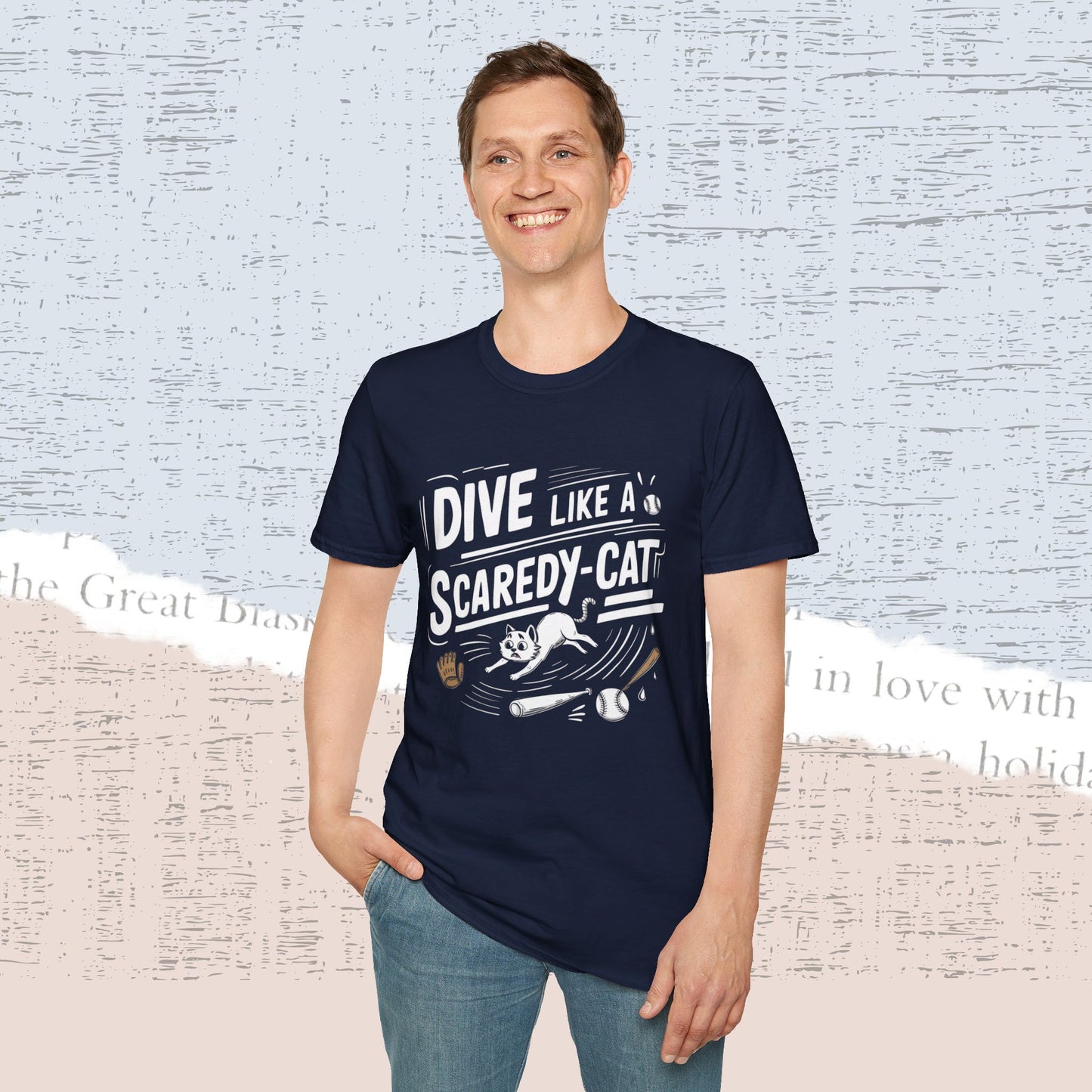 Dive Like Scaredy Cat Cotton Crew Neck Men Tshirt