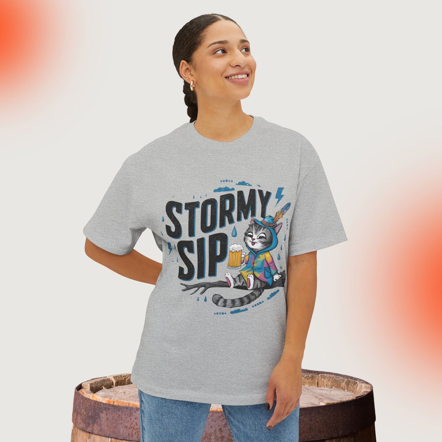 Story Sip Unisex Beerlover Oversized Boxy Tshirt